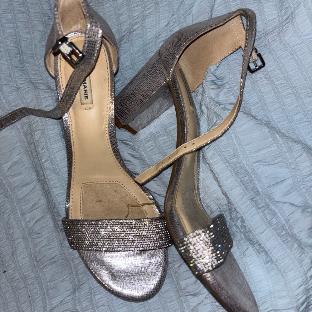 Silver Ankle Strap Heels